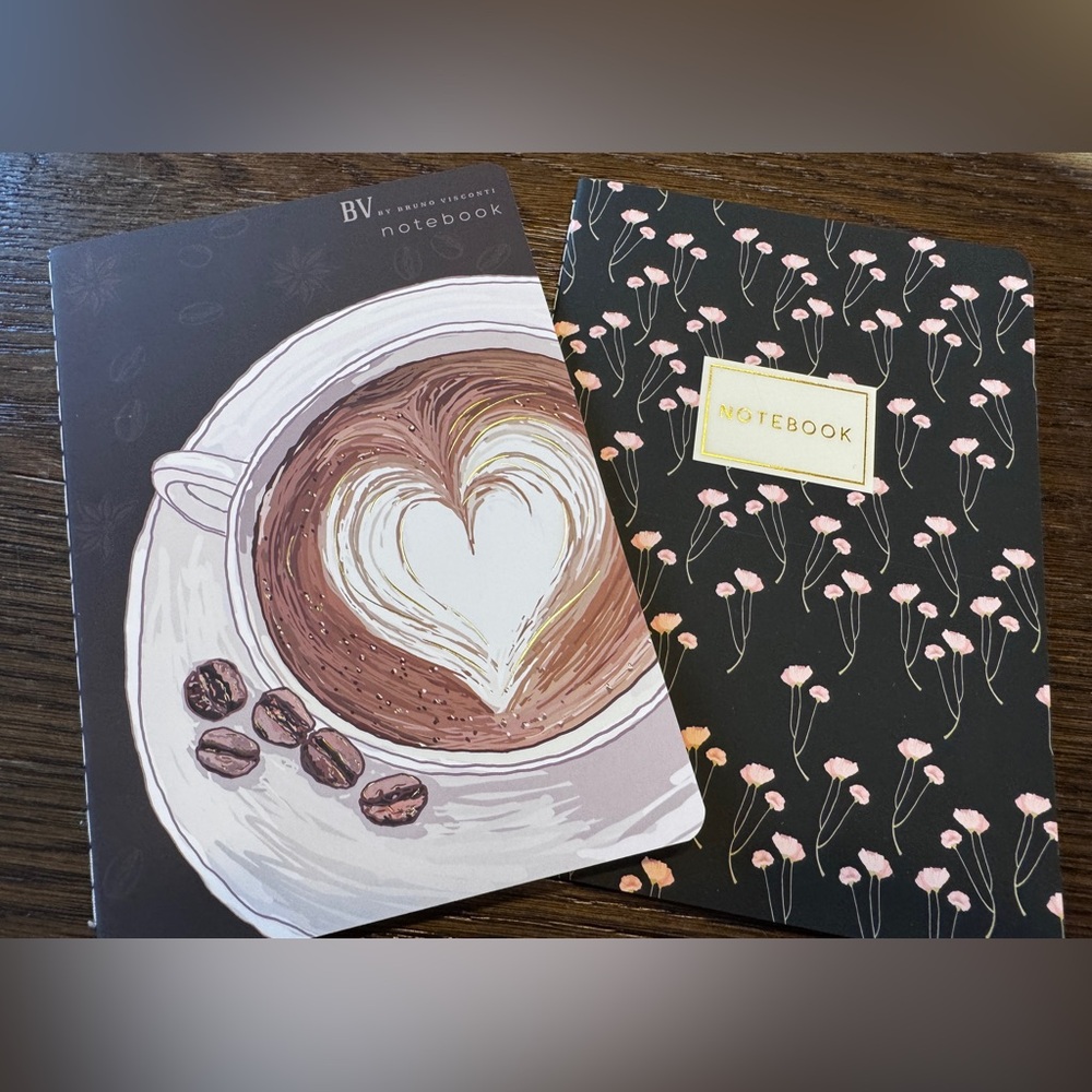 Set of 2 Gorgeous Gold Foil Detailed Soft Touch Notebook Journals - lovely gift!